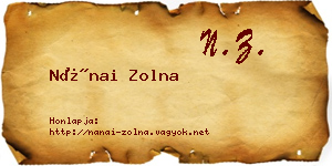 Nánai Zolna névjegykártya